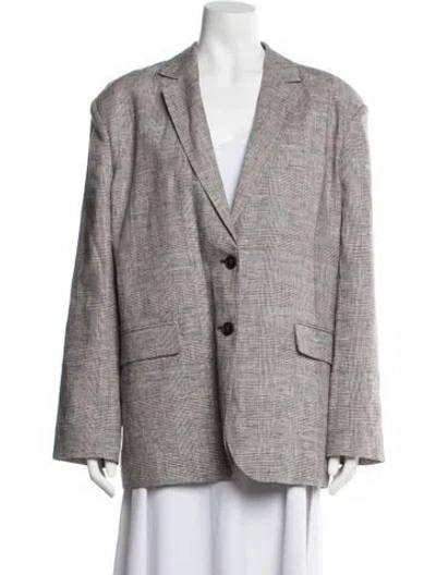 Pre-owned Anine Bing Linen Plaid Print Blazer In Pink