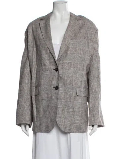 Pre-owned Anine Bing Linen Plaid Print Blazer W/ Tags In Pink
