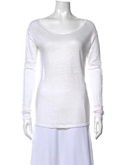 Pre-owned Anine Bing Linen Scoop Neck Top In White
