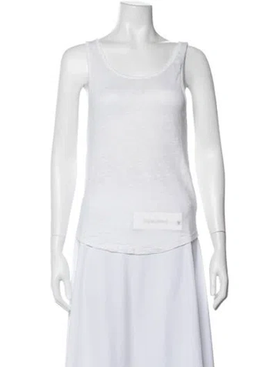 Pre-owned Anine Bing Linen Scoop Neck Top In White