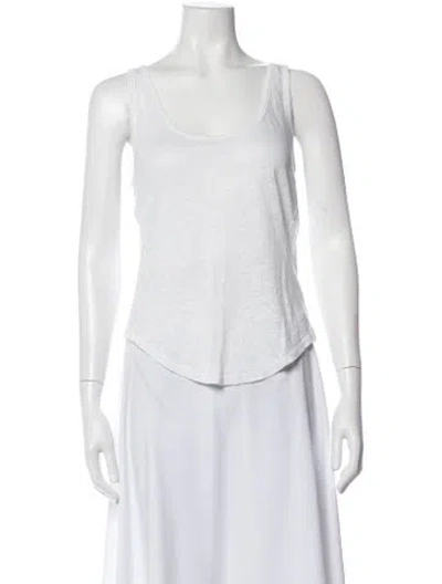 Pre-owned Anine Bing Linen Scoop Neck Top In White