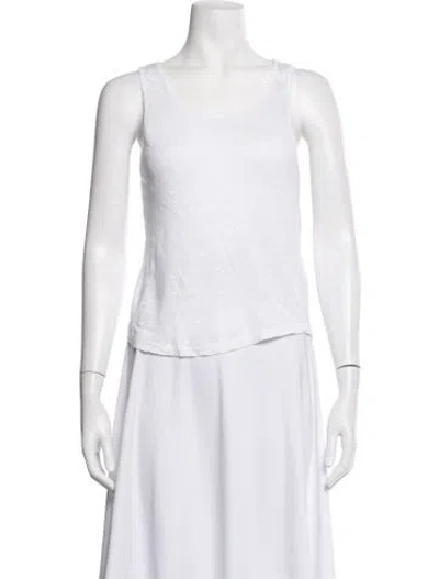 Pre-owned Anine Bing Linen Scoop Neck Top In White