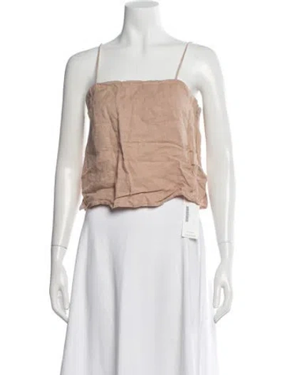 Pre-owned Anine Bing Linen Square Neckline Crop Top In Neutral
