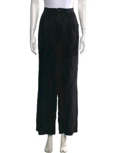 Pre-owned Anine Bing Linen Wide Leg Pants In Black