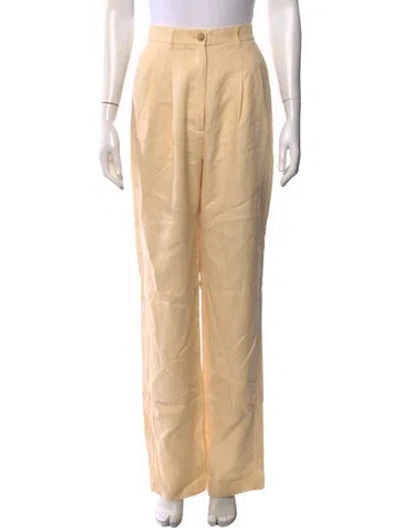 Pre-owned Anine Bing Linen Wide Leg Pants In Neutral