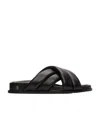 Anine Bing Lizzie Leather Cross-strap Slides In Black