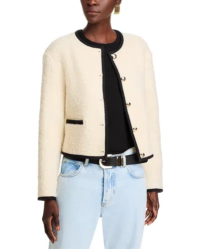 Anine Bing Contrasting-trim Blazer In Beige