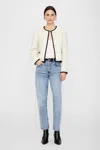 Anine Bing Contrasting-trim Blazer In Ivory