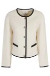 Anine Bing Contrasting-trim Blazer In Ivory