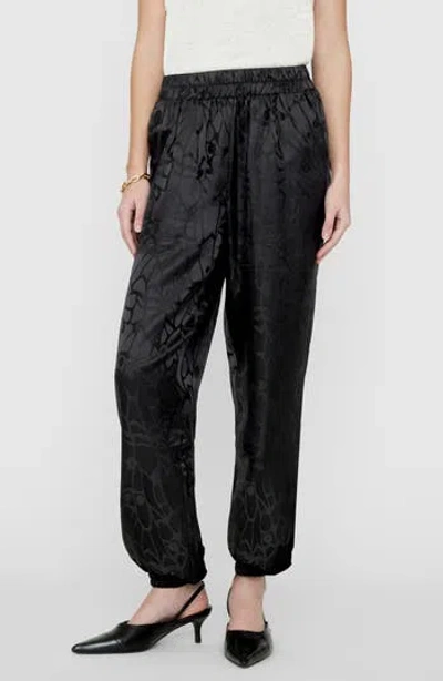 Anine Bing Logan Silk Jacquard Joggers In Black