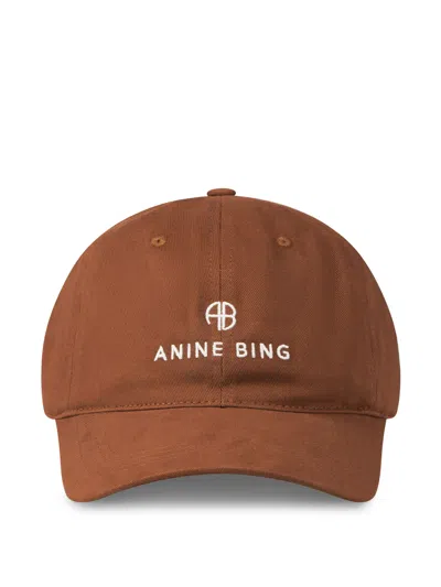 Anine Bing Logo Baseball Cap In Brown