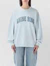 Anine Bing Logo Cotton Crew Neck Sweatshirt In Blue