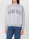 Anine Bing Logo Crewneck With Ribbed Cuffs And Hem In Gray