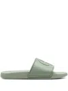 Anine Bing Logo-embossed Faux-leather Slides In Green