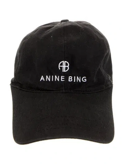 Pre-owned Anine Bing Logo Embroidered Baseball Cap In Black