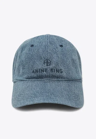 Anine Bing Logo-embroidered Denim Baseball Cap In Blue