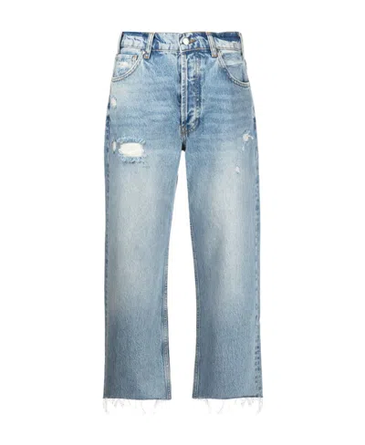 Anine Bing Logo High Waist To Make Old Jeans In Blue