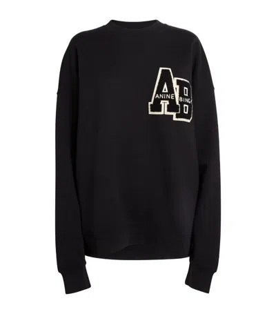Anine Bing Miles Letterman Oversized Sweatshirt In Black
