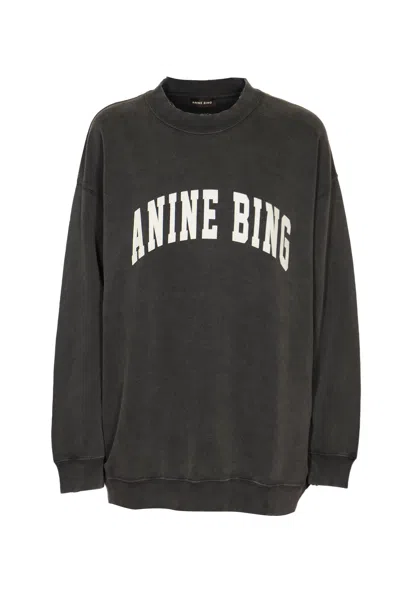 Anine Bing Logo Oversized Sweatshirt In Grigio