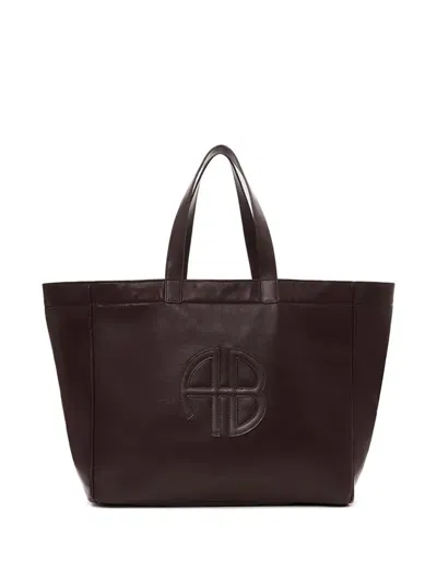 Anine Bing Logo-plaque Tote Bag In Brown