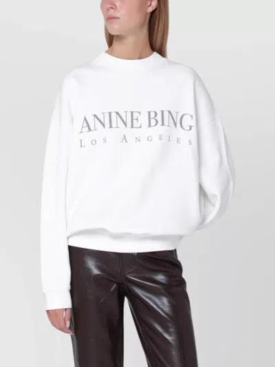 Anine Bing Logo Print Crew Neck Sweatshirt In White