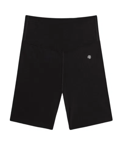 Anine Bing Logo-print Cycling Shorts In Black