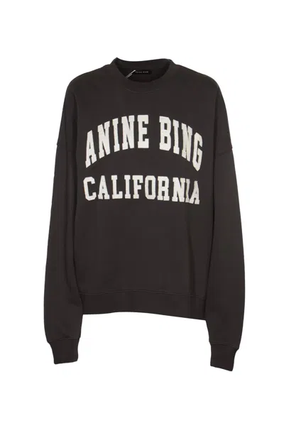 Anine Bing Miles Logo-printed Crewneck Sweatshirt In Black