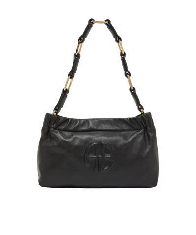 Anine Bing Small Kate Leather Shoulder Bag In Black