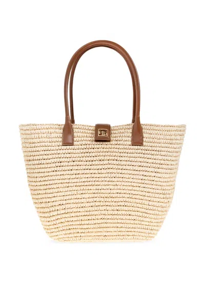 Anine Bing Logo Shoulder Bag In Brown