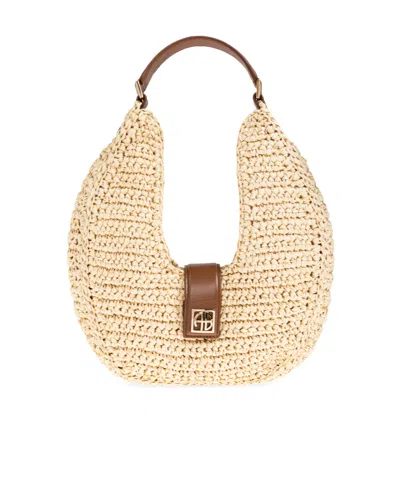 Anine Bing Logo Shoulder Bag In Brown