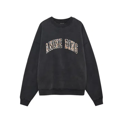 Anine Bing Logo-embroidered Washed Cotton Sweatshirt In Black