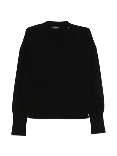 Anine Bing Logo-plaque Sweater In Black