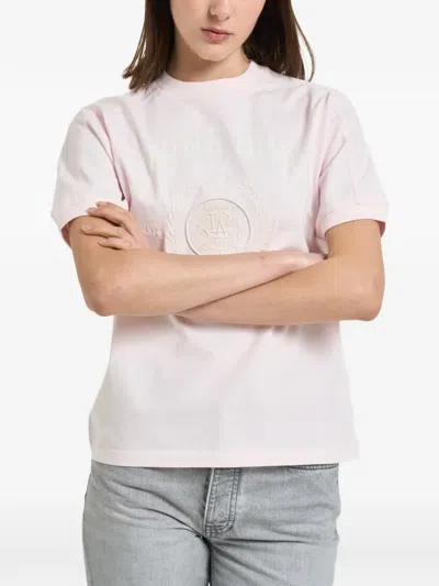 Anine Bing Logo-print Crest-embroidered T-shirt In Pink
