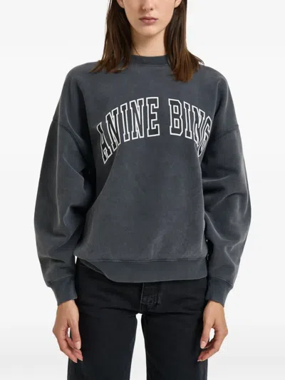 Anine Bing Logo-print Drop-shoulder Sweater In Gray