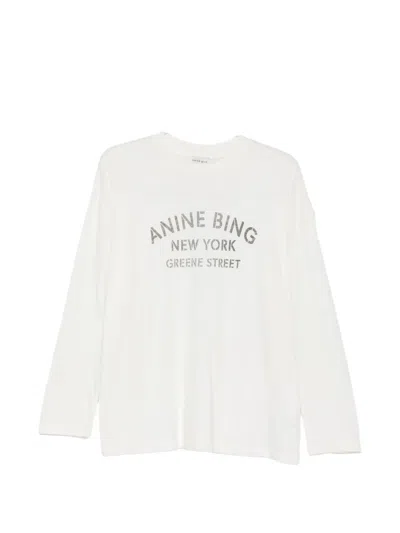 Anine Bing Ivan Long-sleeve New York Stencil In White