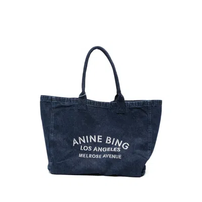 Anine Bing Logo-print Shoulder Bag In Blue
