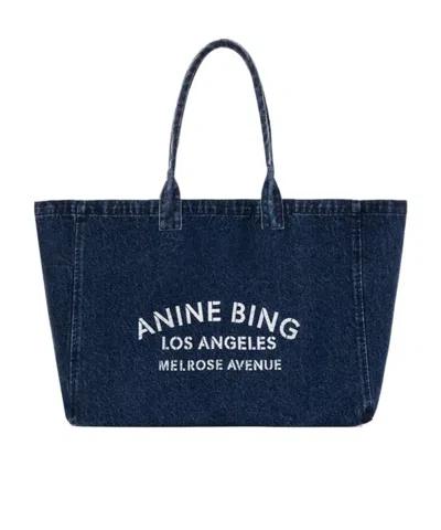 Anine Bing Logo-print Shoulder Bag In Purple