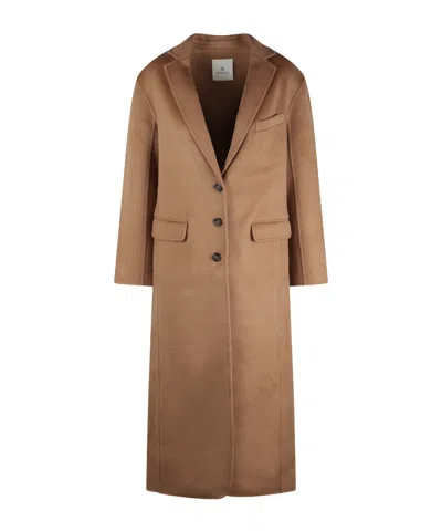 Anine Bing Long Coat In Nude & Neutrals