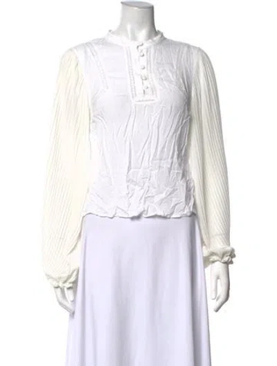 Pre-owned Anine Bing Long Sleeve Blouse In White