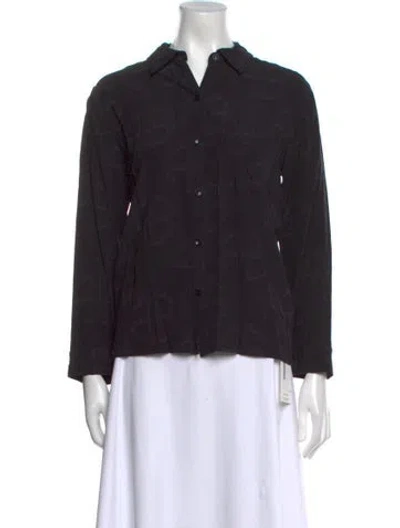 Pre-owned Anine Bing Long Sleeve Button-up Top In Black