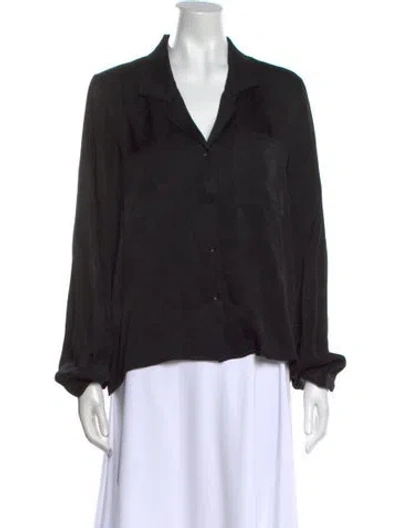 Pre-owned Anine Bing Long Sleeve Button-up Top In Black