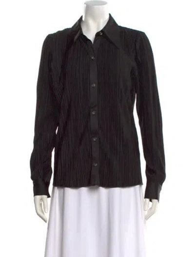 Pre-owned Anine Bing Long Sleeve Button-up Top In Black