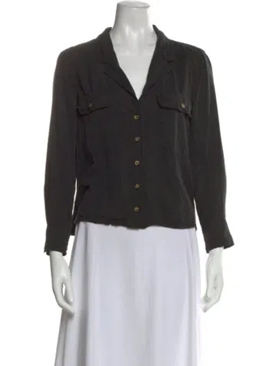 Pre-owned Anine Bing Long Sleeve Button-up Top In Black