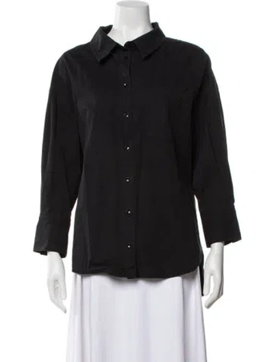 Pre-owned Anine Bing Long Sleeve Button-up Top In Black