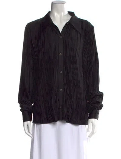 Pre-owned Anine Bing Long Sleeve Button-up Top In Black
