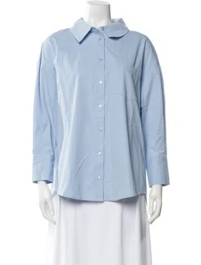 Pre-owned Anine Bing Long Sleeve Button-up Top In Blue