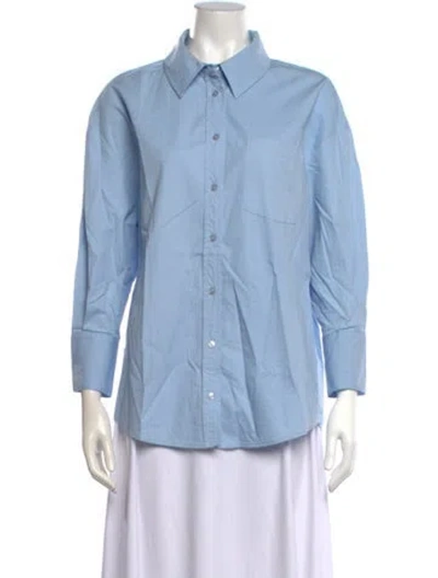 Pre-owned Anine Bing Long Sleeve Button-up Top In Blue