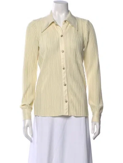 Pre-owned Anine Bing Long Sleeve Button-up Top In Neutral