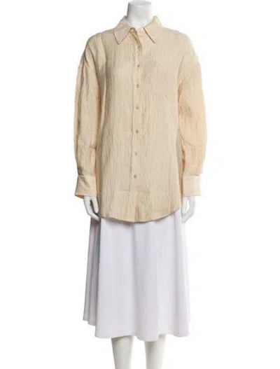 Pre-owned Anine Bing Long Sleeve Button-up Top In Neutral