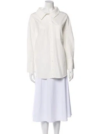 Pre-owned Anine Bing Long Sleeve Button-up Top In Neutral